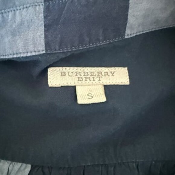 Burberry Brit Womens Cotton Checkered Print Button-Up Blouse Blue Size S Tunic - Picture 13 of 16